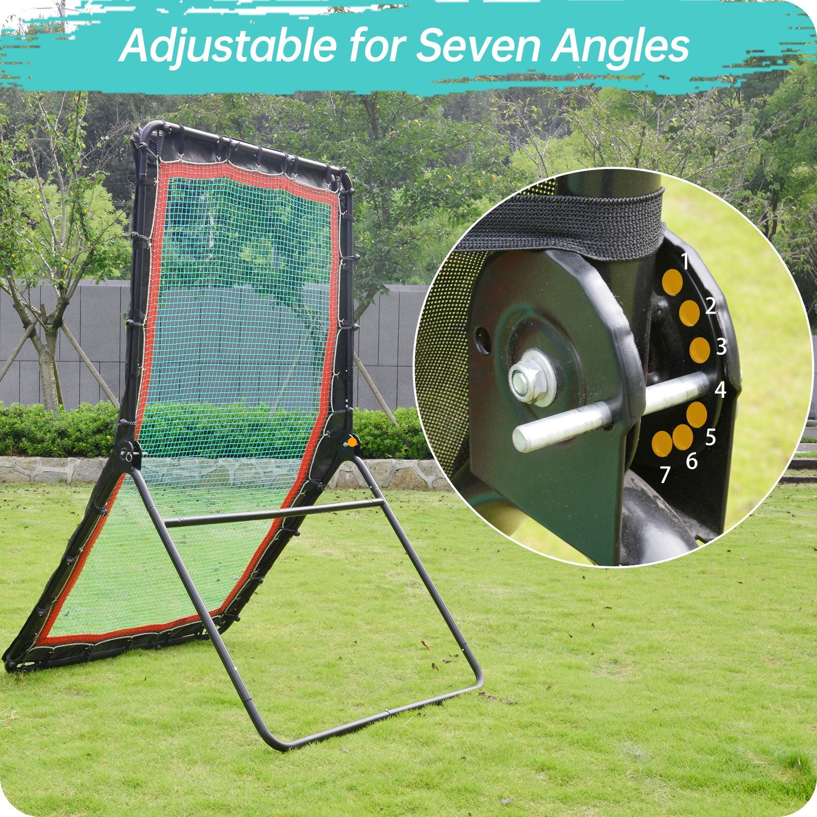 Baseball&Lacrosse Rebounder Net C 4FT x 7FT Multi-Position Pitch Back Trainer C Pitching, Fielding & Lacrosse Practice Net with High-Impact Bounce