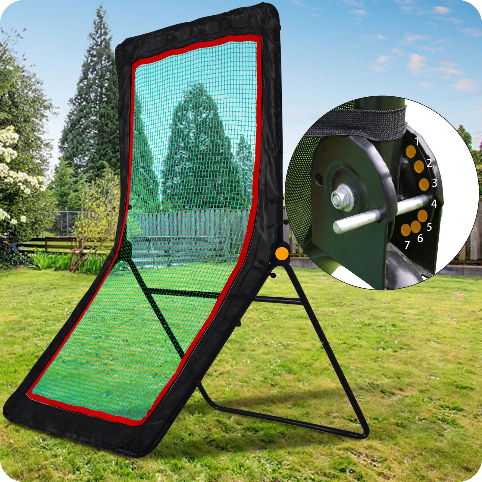 Baseball&Lacrosse Rebounder Net C 4FT x 7FT Multi-Position Pitch Back Trainer C Pitching, Fielding & Lacrosse Practice Net with High-Impact Bounce