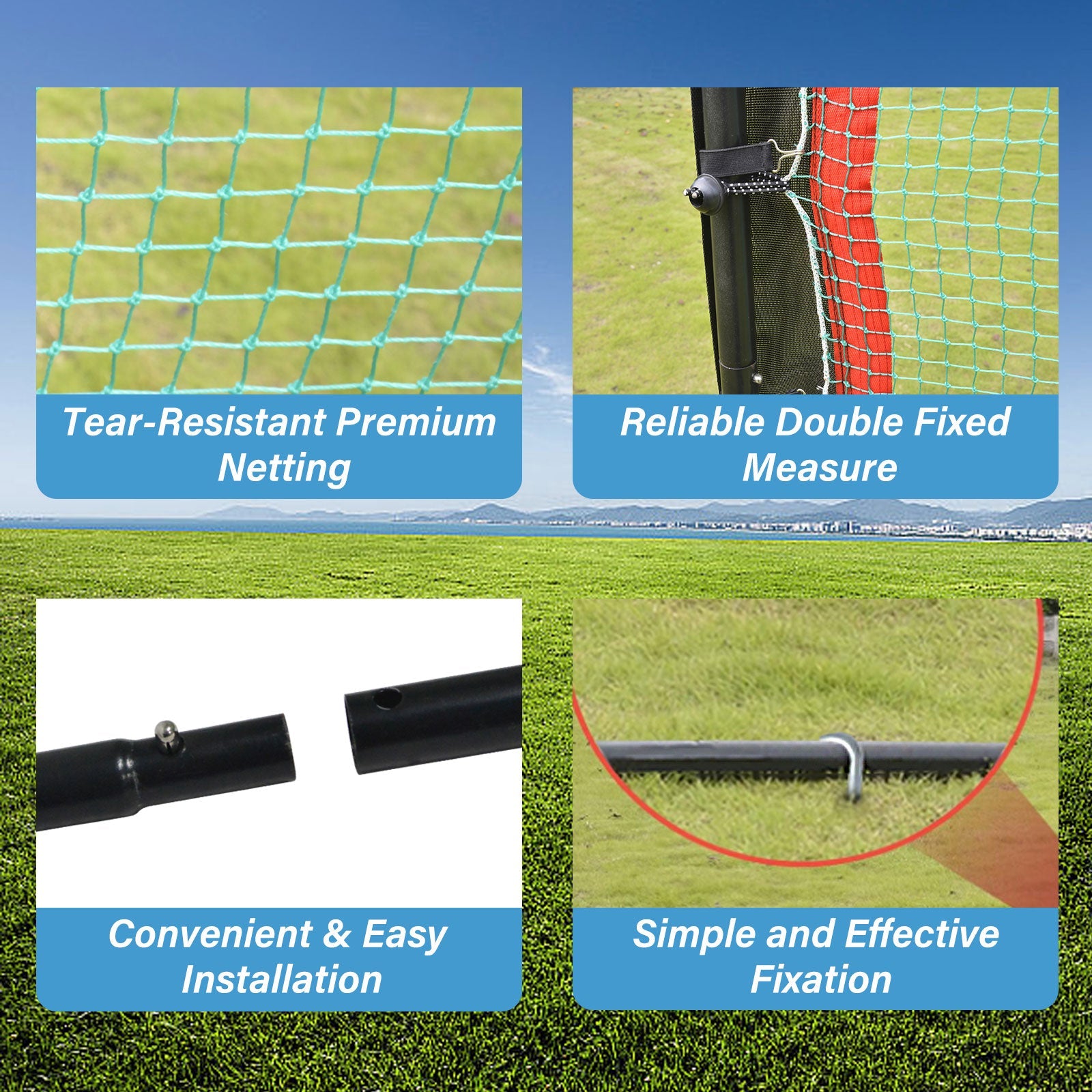 Baseball&Lacrosse Rebounder Net C 4FT x 7FT Multi-Position Pitch Back Trainer C Pitching, Fielding & Lacrosse Practice Net with High-Impact Bounce