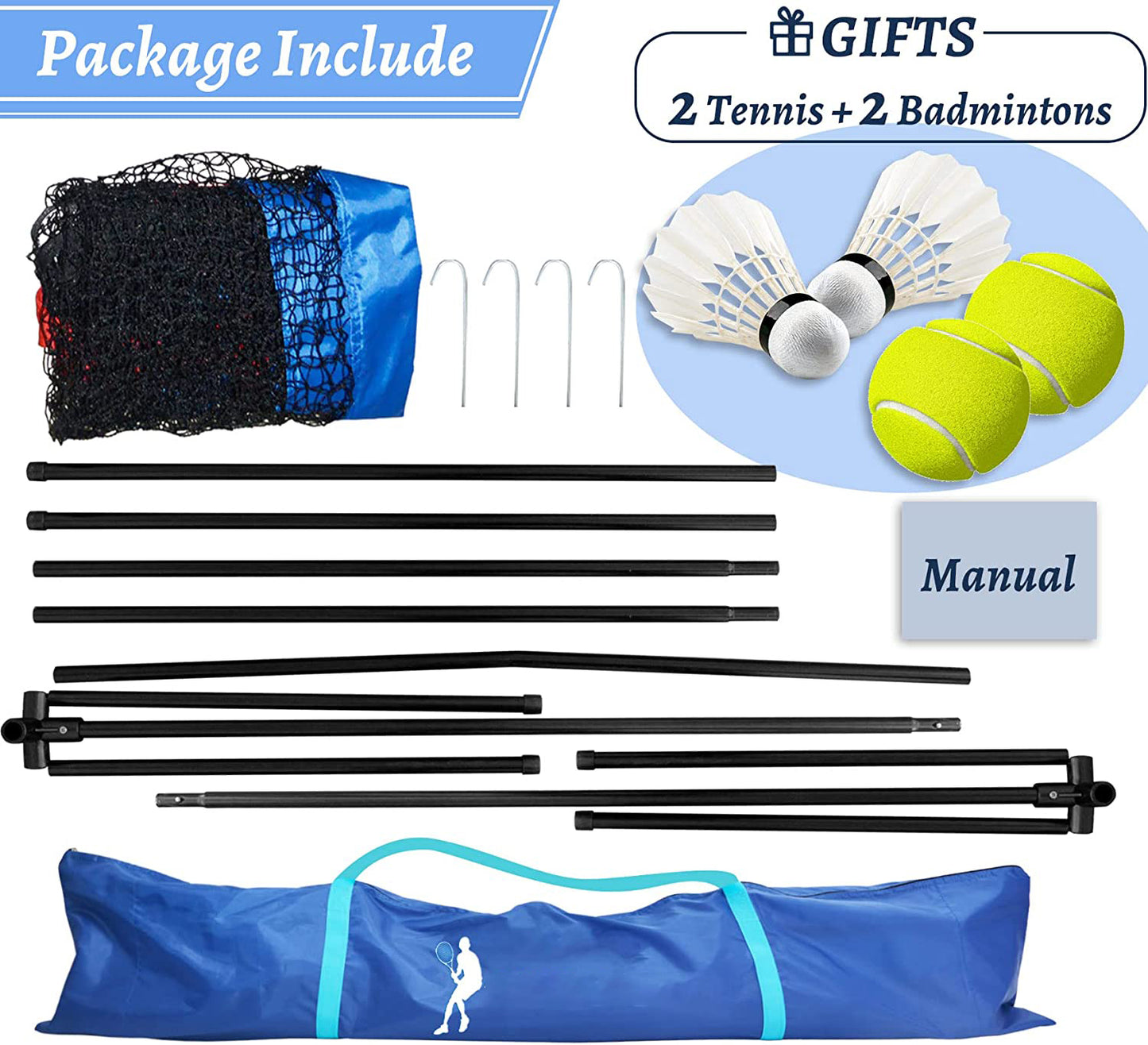 Kapler Portable Tennis Net, Volleyball Net,Badminton Net