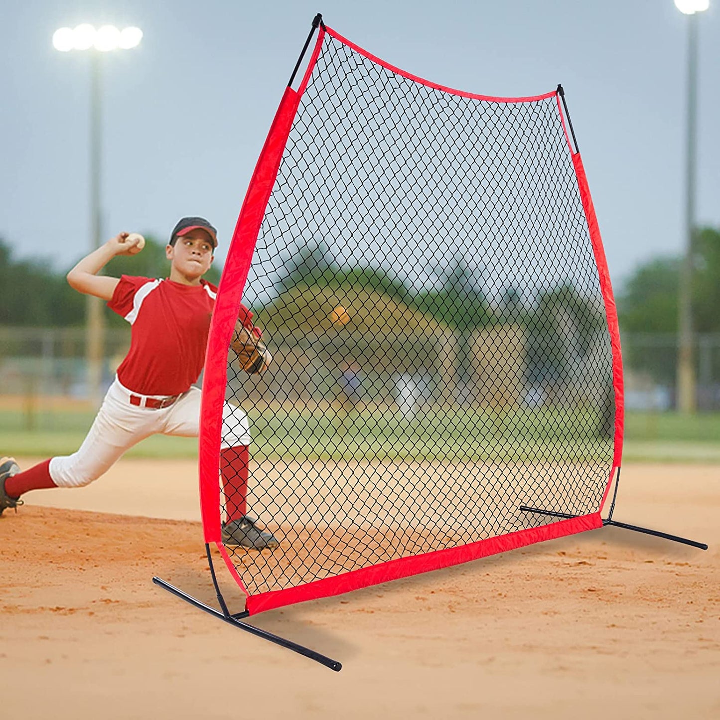Baseball Screen A-Frame, 7X7FT Pitching Screen Baseball Softball Training Net with A Carry Bag | Kapler