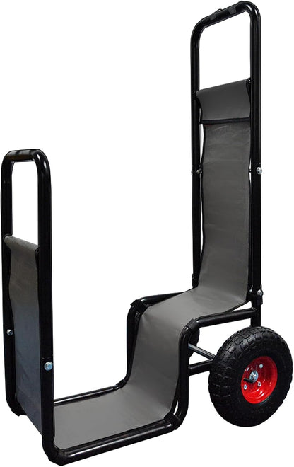 Kapler Firewood Log Cart - 250 LB Capacity w/Rubber Wheels & 600D Oxford Cloth - Heavy Duty Steel Dolly Hauler for Indoor Outdoor Fireplace Fire Pit Use