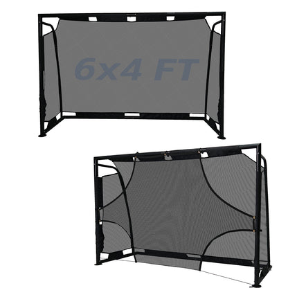 6x4FT Pop Up Soccer Goal Set - Complete Backyard Training Equipment with Ball, Target Cloth & Cones | Multi-Sport Use for Football, Baseball & Softball Practice