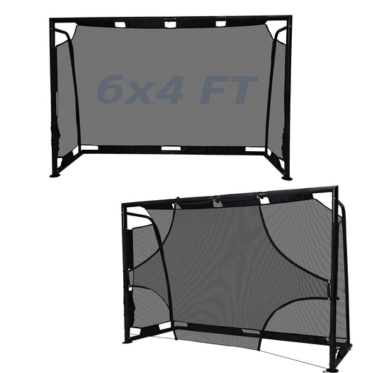 6x4FT Pop Up Soccer Goal Set - Complete Backyard Training Equipment with Ball, Target Cloth & Cones | Multi-Sport Use for Football, Baseball & Softball Practice