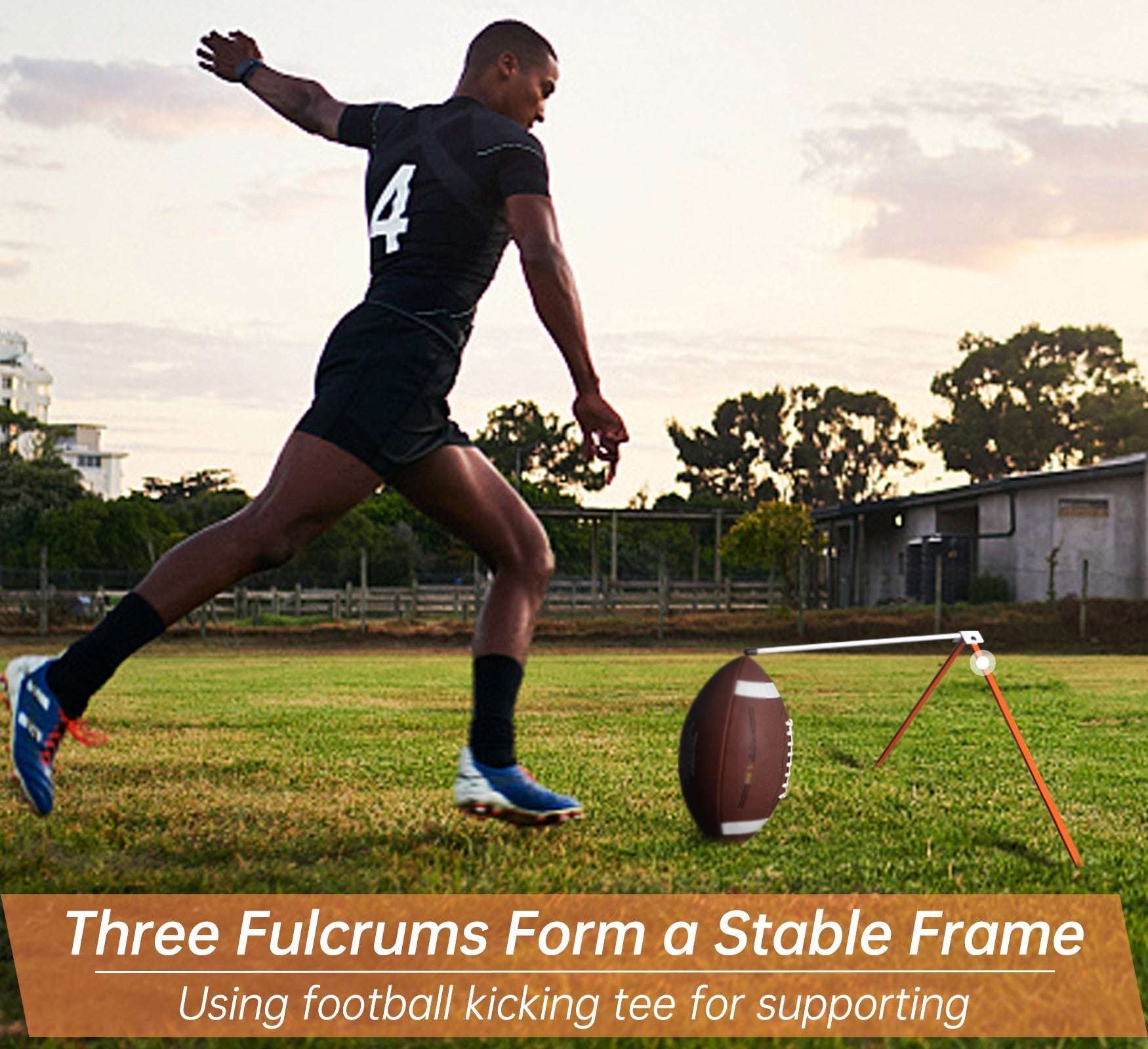 Kapler Metal Football Kicking Tee - Adjustable Field Goal Kicking Stand for All Football Sizes, Portable Practice Training Aid