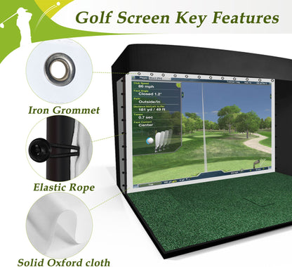 Golf Simulator Enclosure Nets - Complete Set with Frame and HD Impact Screen Kit 10 x 8 ft, 12 x 9 ft, or 14 x 8 ft