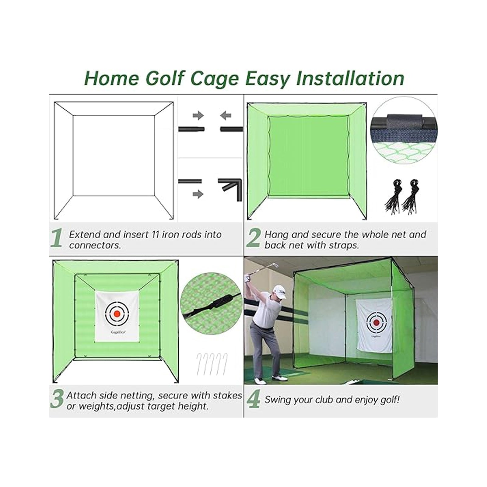 Kapler Outdoor Practice Golf Cage 8x8x8ft