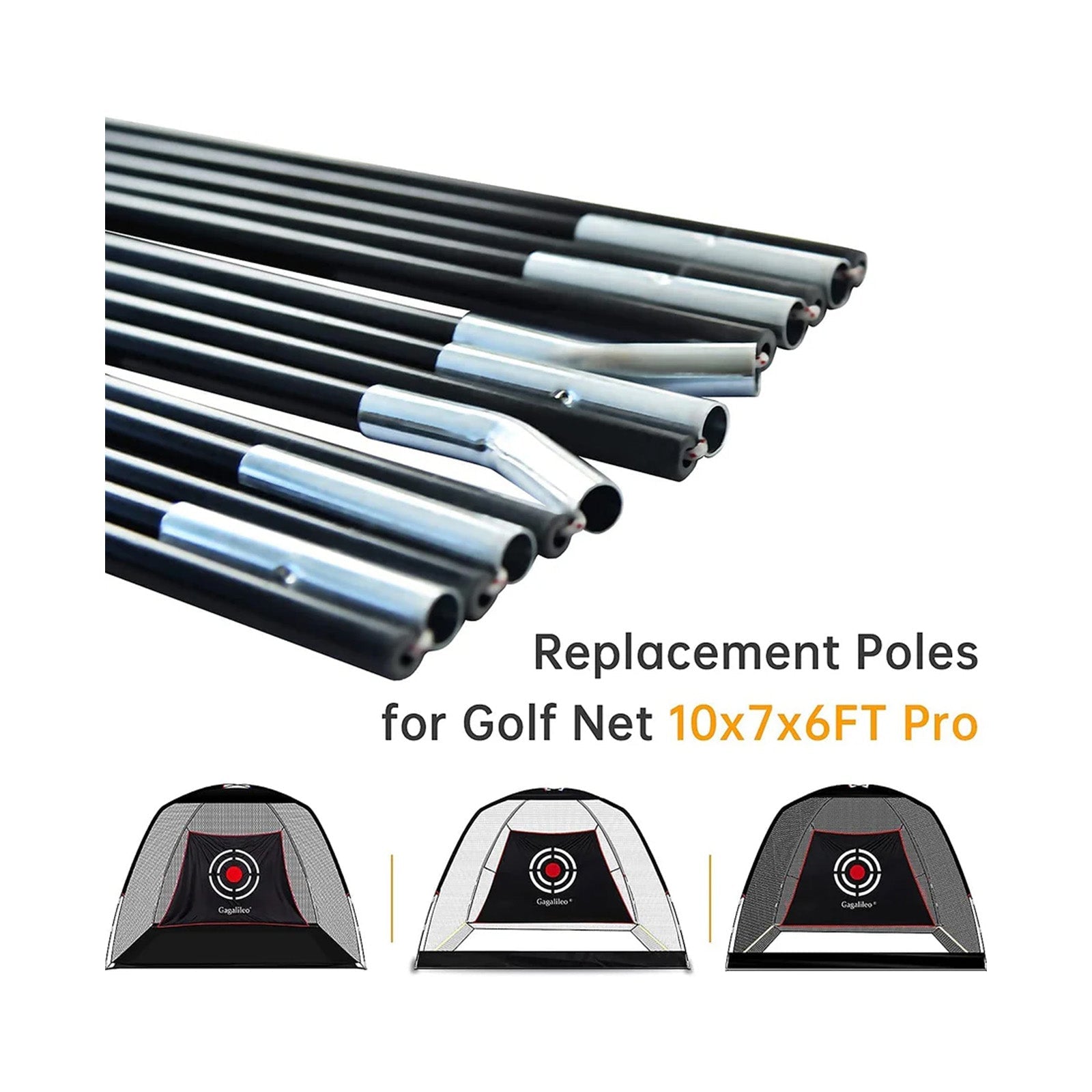 Kapler Golf Replacement Curved Poles 10x7x6 12X7X6.6