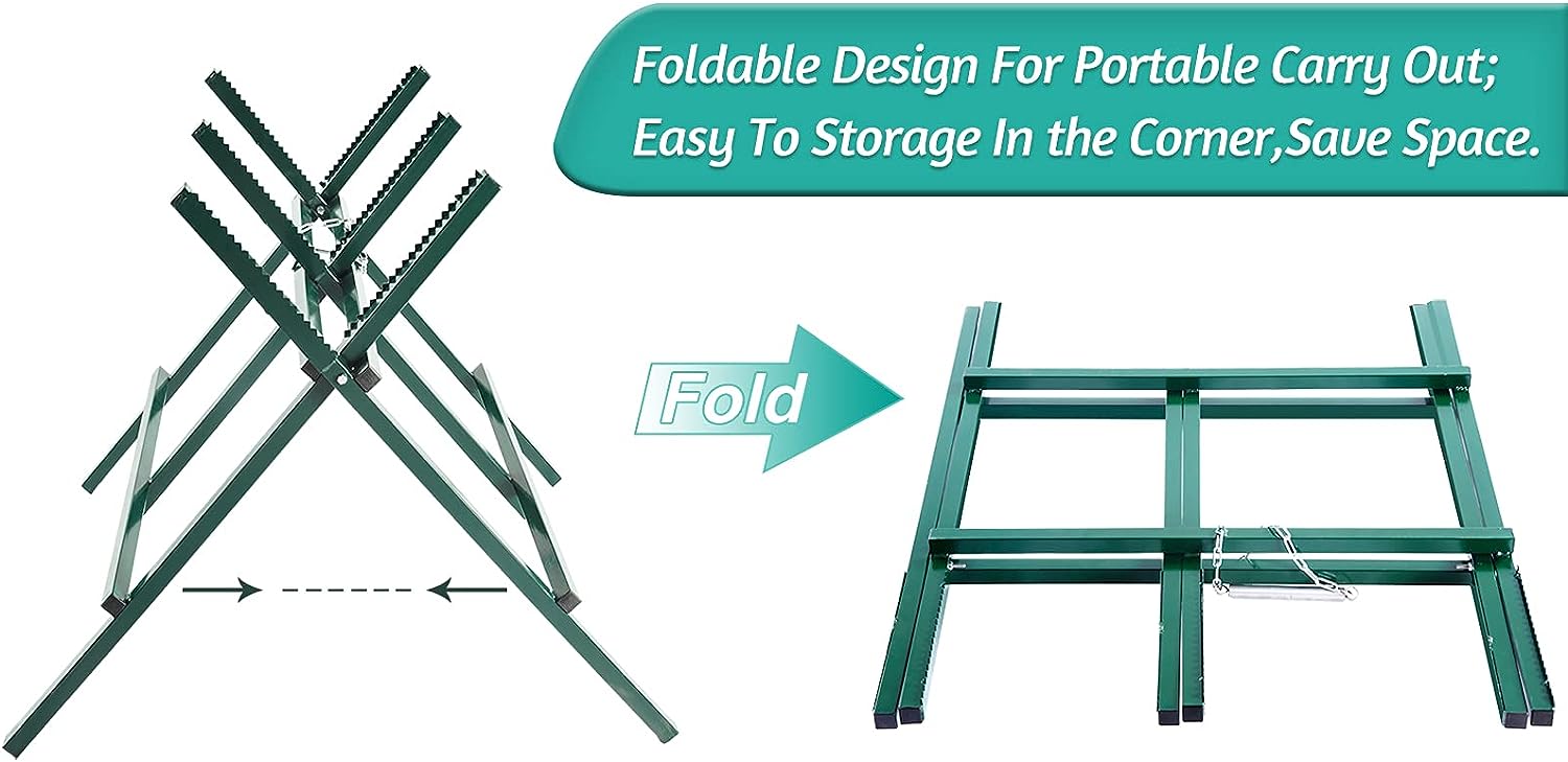Kapler Adjustable and Foldable Firewood Log Sawhorse