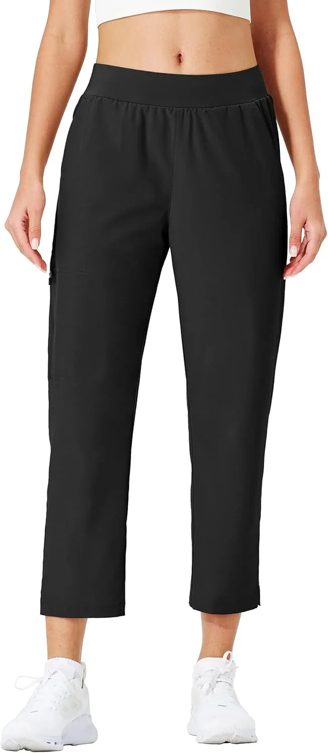 Kapler Women's Golf Pants Lightweight High Waisted 7/8 Ankle Pant with 4 Pockets for Athletic Lounge Travel Work - Kapler Sports