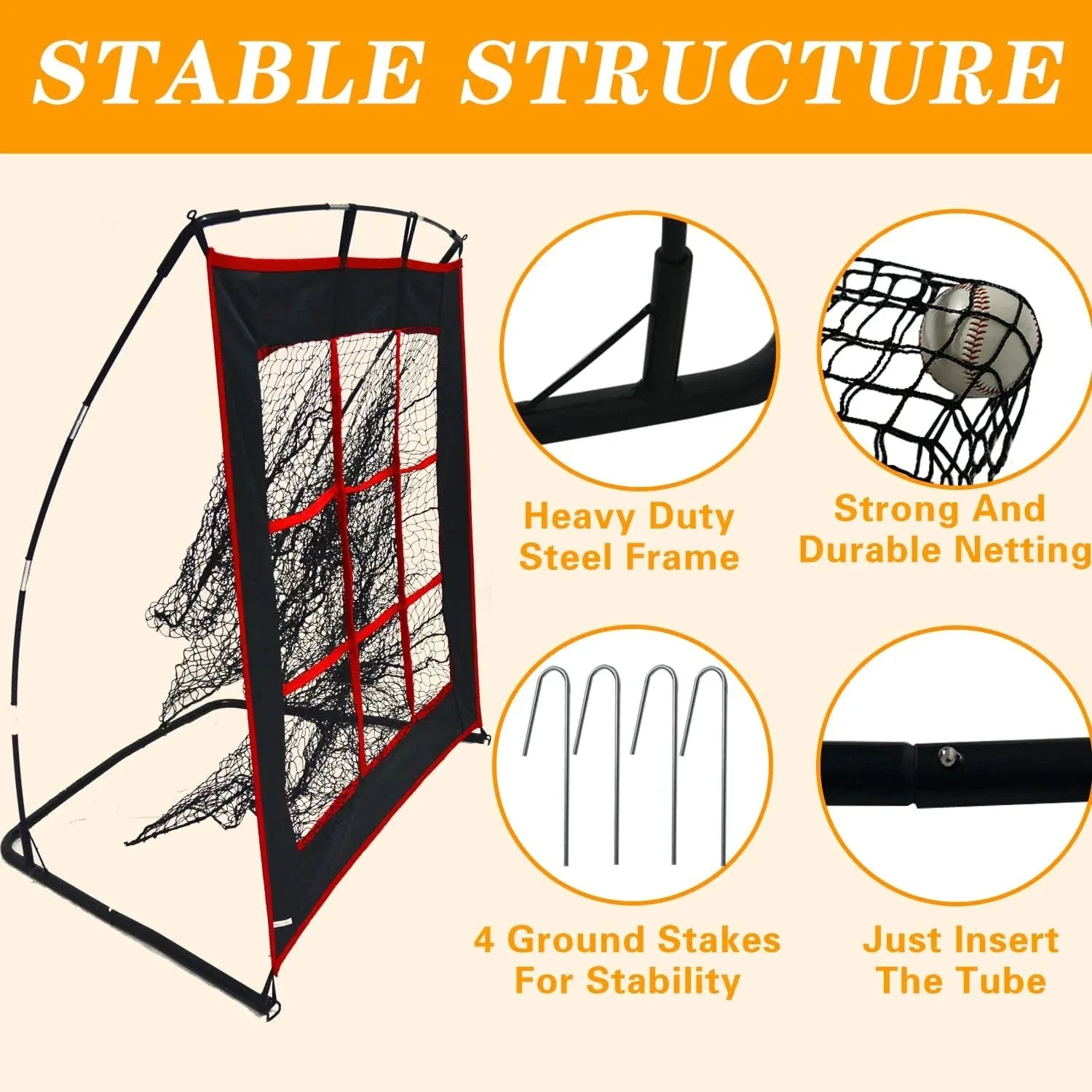 Kapler Baseball Softball Pitching Net with Strike Zone 4x3FT - Kapler Sports