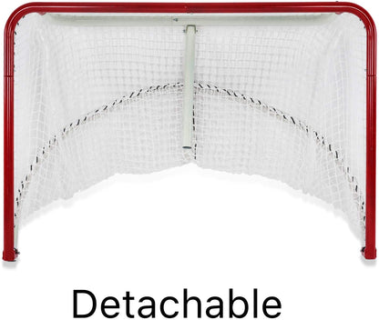 6'x3'X4'Foldable Hockey Goal Steel Hockey Net/ Red Frame and White Netting