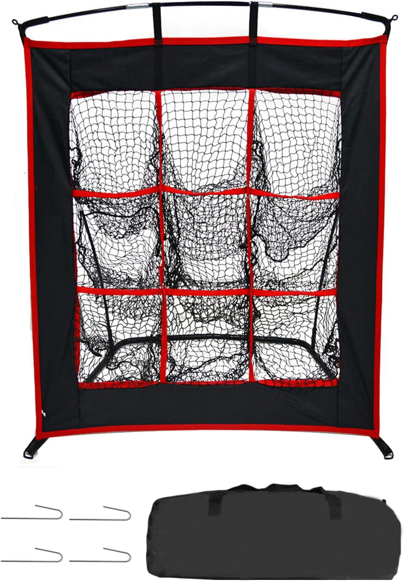 Kapler Baseball Softball Pitching Net with Strike Zone, Portable Heavy Duty Steel Frame, 9 Hole Target for Hitting and Pitching, Easy Assembly-4’x3’ Style