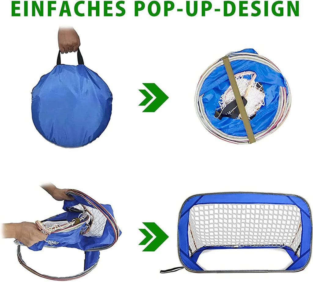 Pop-up soccer goals set of 2 or 1 pack for garden children-90-120-175-Robust flat steel frame and fiberglass rod - Easy assembly - Weatherproof 150 D polyester. - Kapler Sports