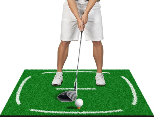 Kapler 5x5ft Premium Golf Hitting Mat - Dual-Alignment Training Mat with Swing Position Guides | Indoor/Outdoor Artificial Turf for Driving Range Practice | Ideal Golf Gift for Men & Golfers