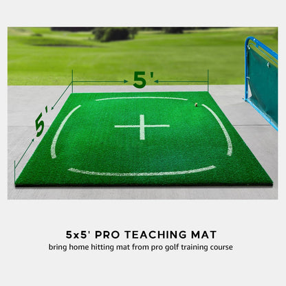 Kapler 5x5ft Premium Golf Hitting Mat - Dual-Alignment Training Mat with Swing Position Guides | Indoor/Outdoor Artificial Turf for Driving Range Practice | Ideal Golf Gift for Men & Golfers