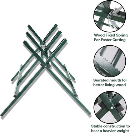 Kapler Adjustable and Foldable Firewood Log Sawhorse