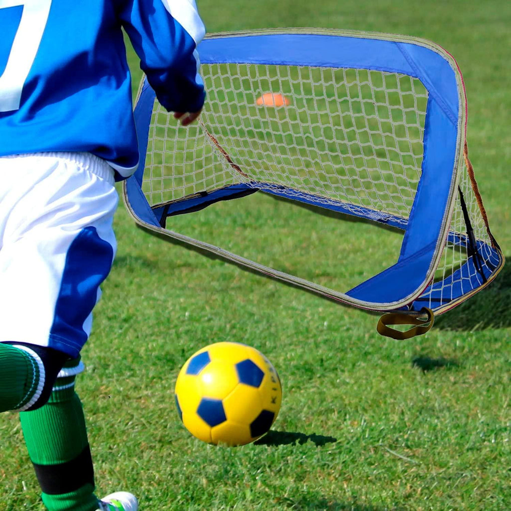 Pop-up soccer goals set of 2 or 1 pack for garden children-90-120-175-Robust flat steel frame and fiberglass rod - Easy assembly - Weatherproof 150 D polyester. - Kapler Sports