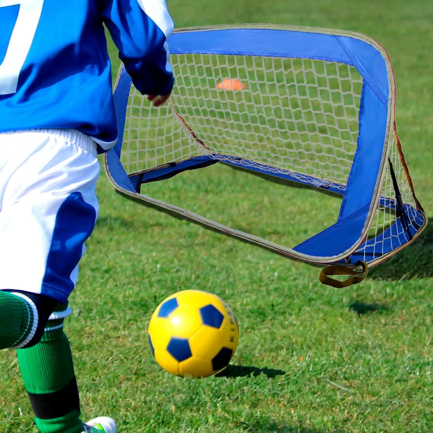 Pop-up soccer goals set of 2 or 1 pack for garden children-90-120-175-Robust flat steel frame and fiberglass rod - Easy assembly - Weatherproof 150 D polyester. - Kapler Sports