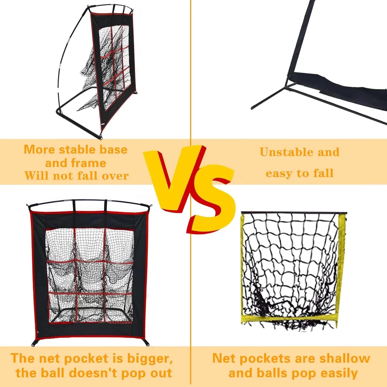 Kapler Baseball Softball Pitching Net with Strike Zone 4x3FT - Kapler Sports