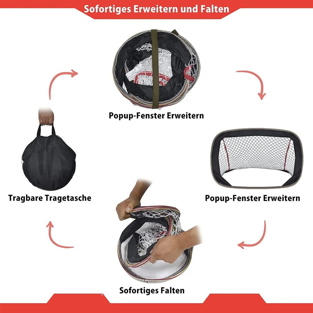 Pop-up soccer goals set of 2 or 1 pack for garden children-90-120-175-Robust flat steel frame and fiberglass rod - Easy assembly - Weatherproof 150 D polyester. - Kapler Sports