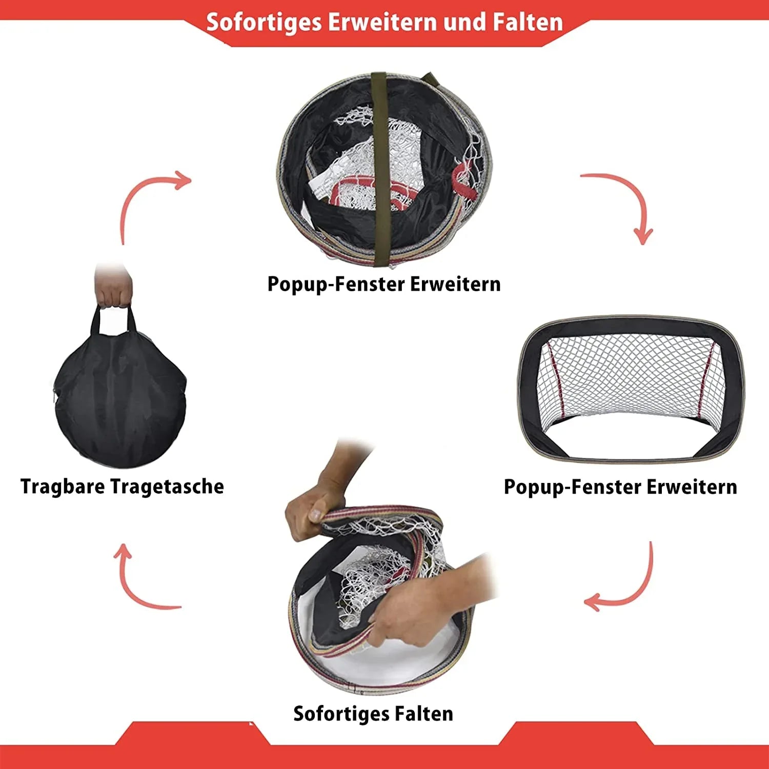 Pop-up soccer goals set of 2 or 1 pack for garden children-90-120-175-Robust flat steel frame and fiberglass rod - Easy assembly - Weatherproof 150 D polyester. - Kapler Sports