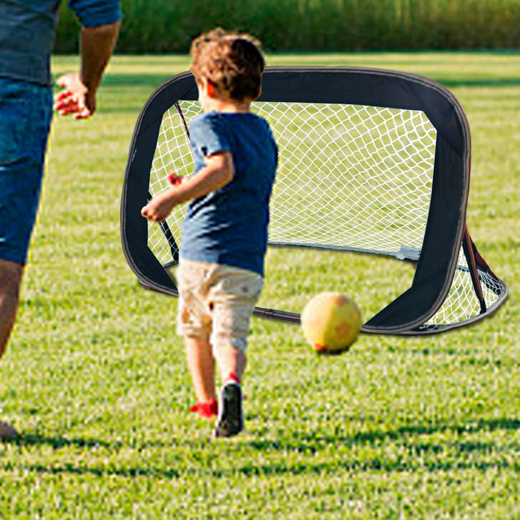 Pop-up soccer goals set of 2 or 1 pack for garden children-90-120-175-Robust flat steel frame and fiberglass rod - Easy assembly - Weatherproof 150 D polyester. - Kapler Sports
