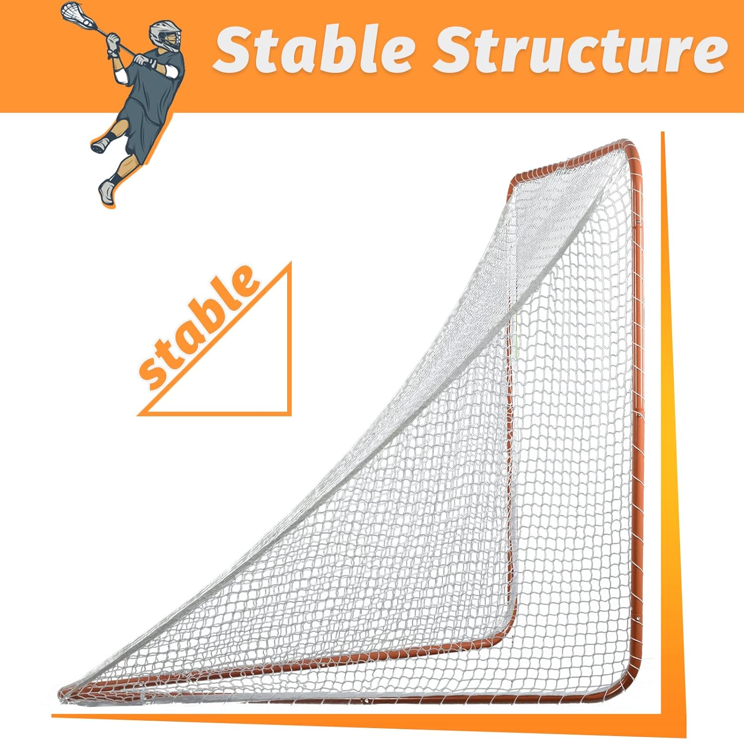 Kapler Regulation 6' x 6' Lacrosse Net with Steel Frame Portable Lacrosse Goal Collegiate Lacrosse Goals