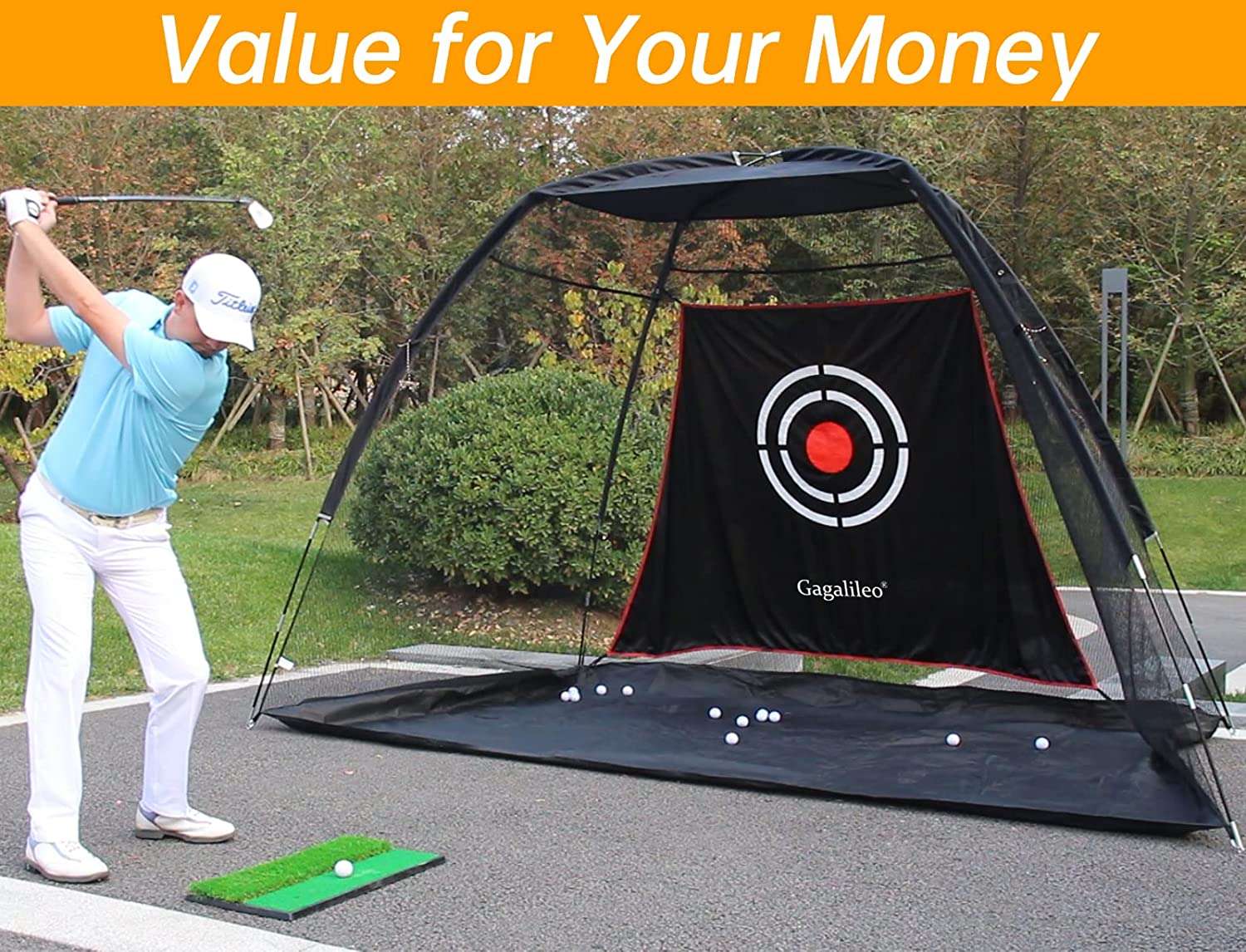 Kapler Golf Net 12'x7'x6.6' C Backyard & Indoor Driving Practice Net