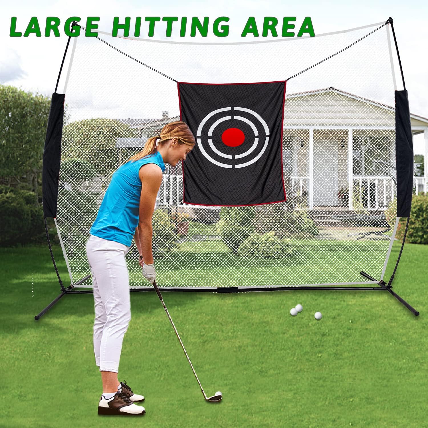 Kapler Portable Golf Driving Practice Net 7x7 FT with Carry Bag and Target