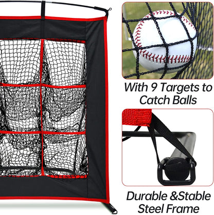 9 Hole Target Baseball Softball Pitching Net with Strike Zone-CAD
