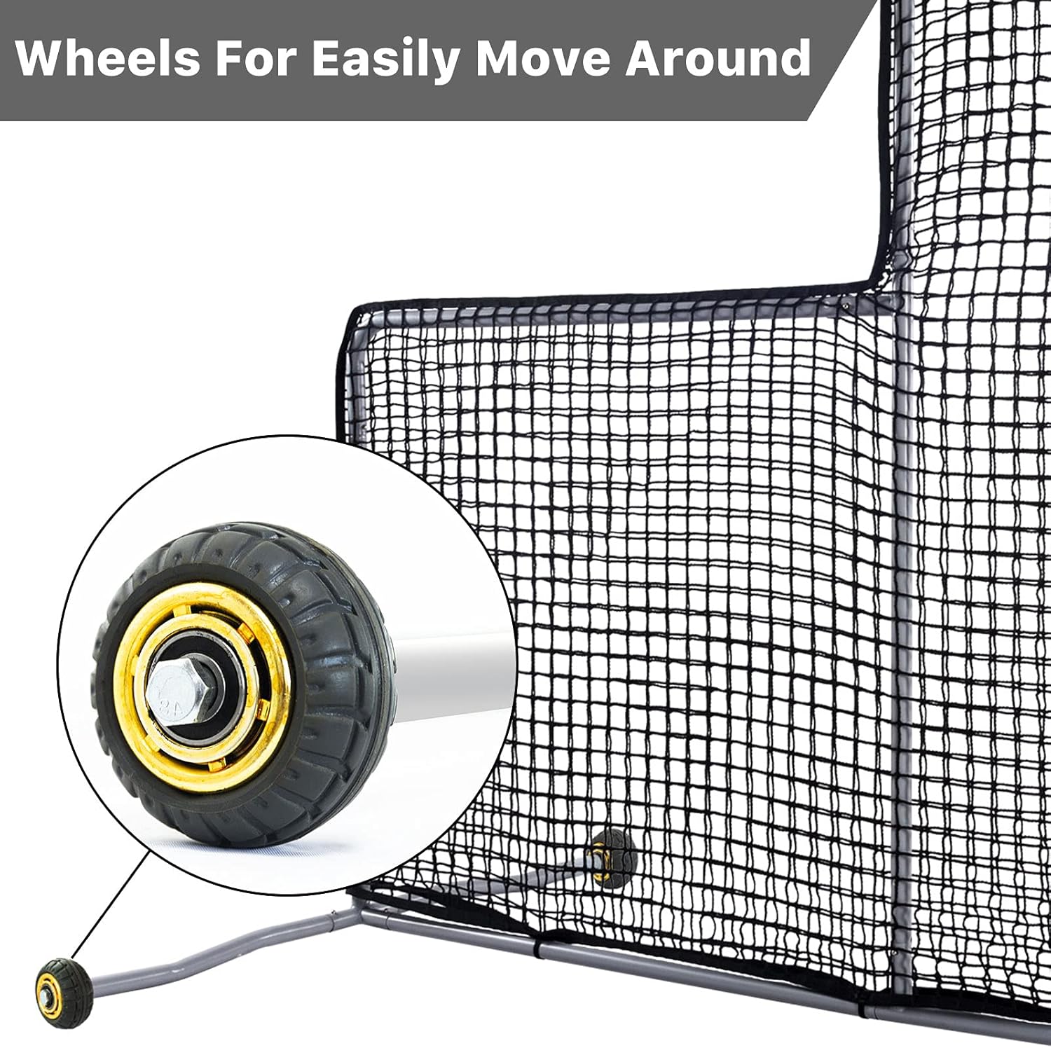 Kapler L Screen Baseball Pitching Protective Screen with Wheels 7x7Ft(Black)