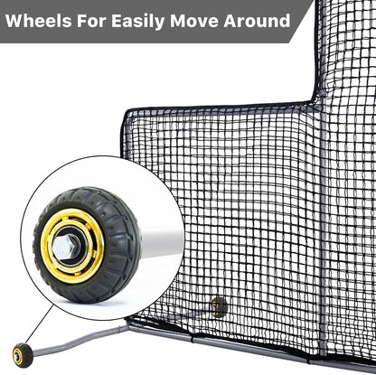 Kapler L Screen Baseball Pitching Protective Screen with Wheels 7x7Ft(Black)