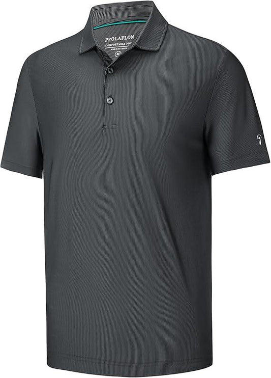 Mens Golf Shirt Moisture Wicking Dry Fit Print Performance Short Sleeve Polo Shirts for Men - Kapler Sports