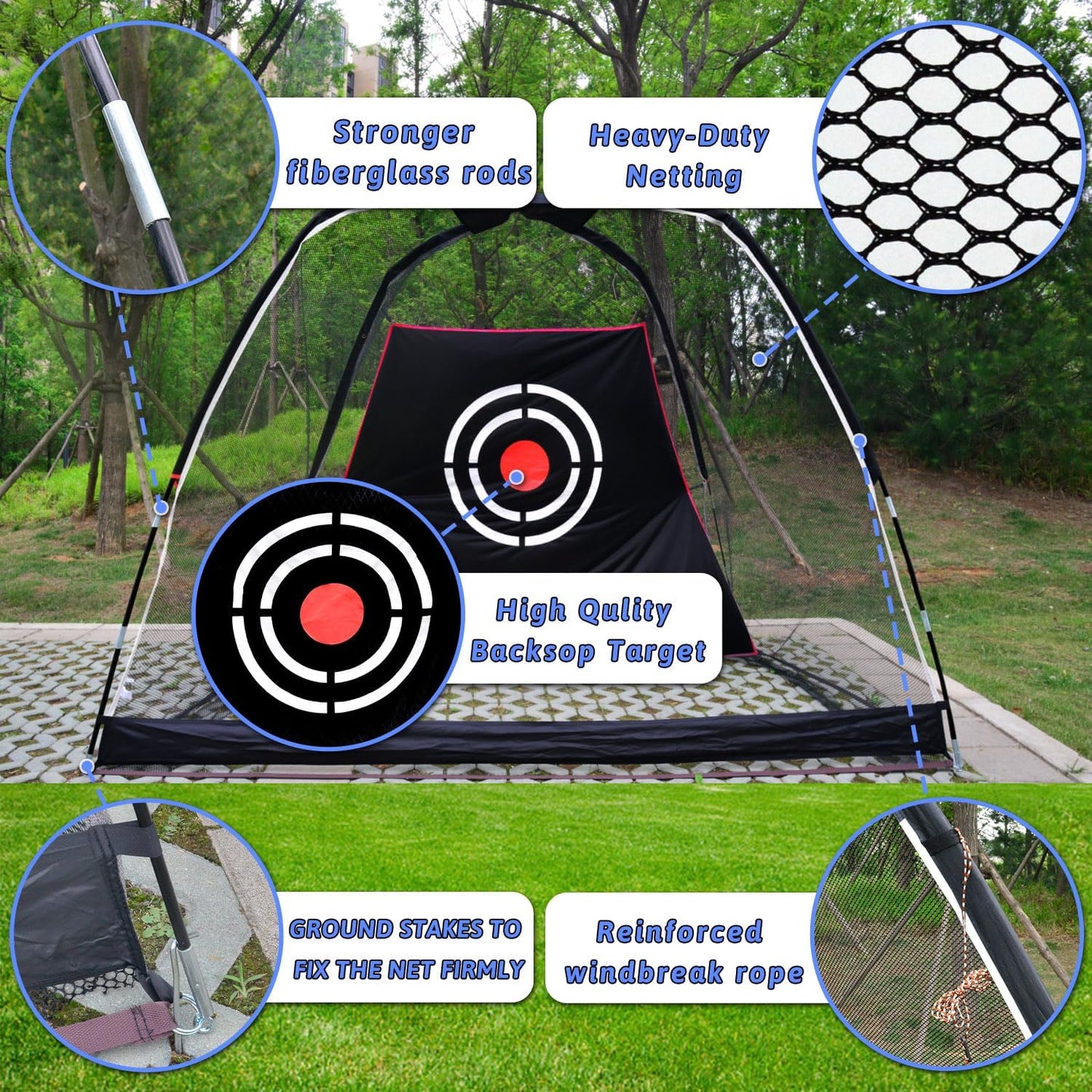 Kapler Portable Golf Driving Practice Net 10x7 FT with Carry Bag and Target