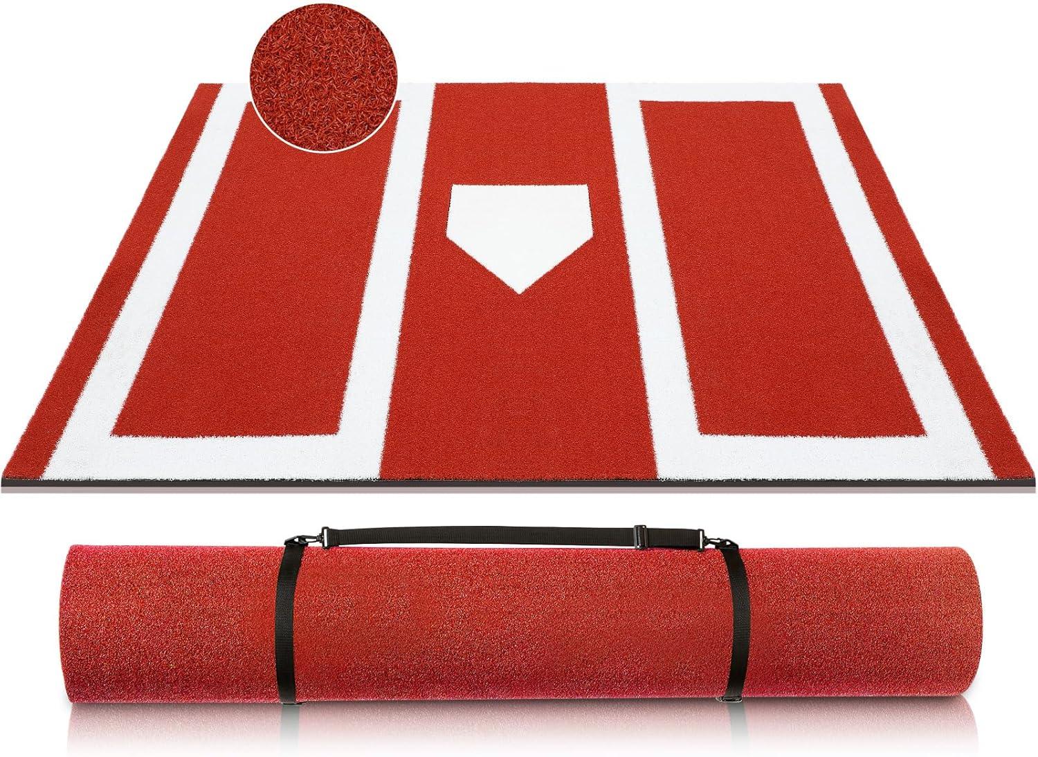 Leyndo Baseball Batting Mat Softball Pitching Mat 5mm Turf Inlaid Home Plate Anti Slip Backing Mat for Baseball Batting Cage Sports Training Backyard Indoor Outdoor - Kapler Sports