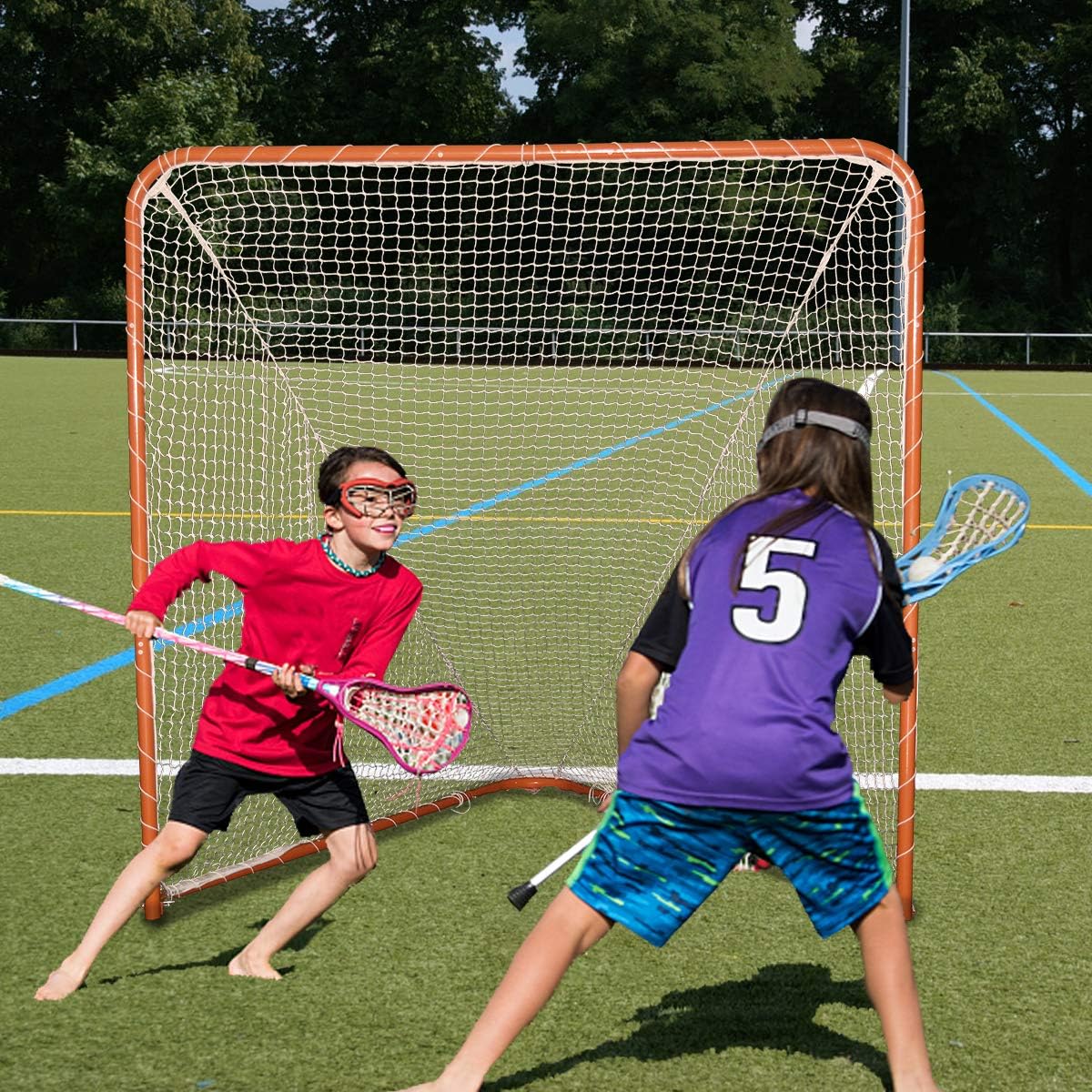 Kapler Regulation 6' x 6' Lacrosse Net with Steel Frame Portable Lacrosse Goal Collegiate Lacrosse Goals