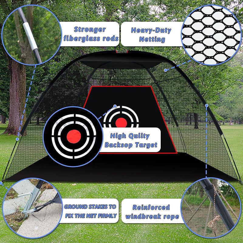 Golf Backyard Hitting Net Indoor 12X7ft Golf Driving Practice Golf Net Portable Outdoor Golf Home Chipping Swing Nets with Carry Bag & Target