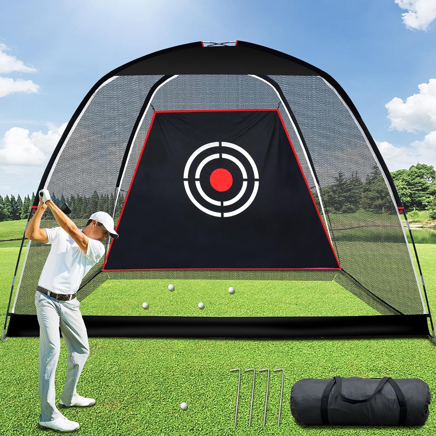 Kapler Portable Golf Driving Practice Net 10x7 FT with Carry Bag and Target