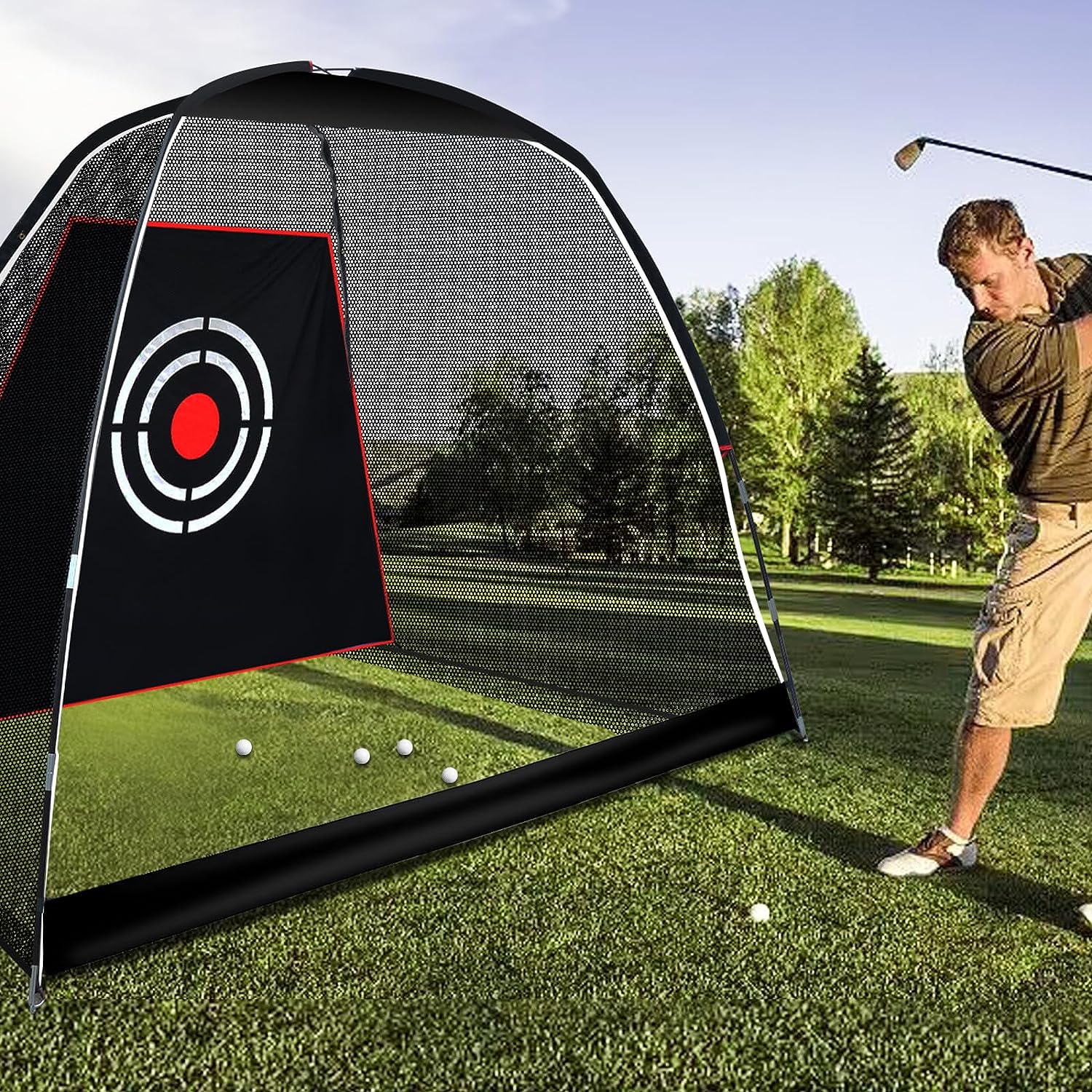 Kapler Portable Golf Driving Practice Net 10x7 FT with Carry Bag and Target