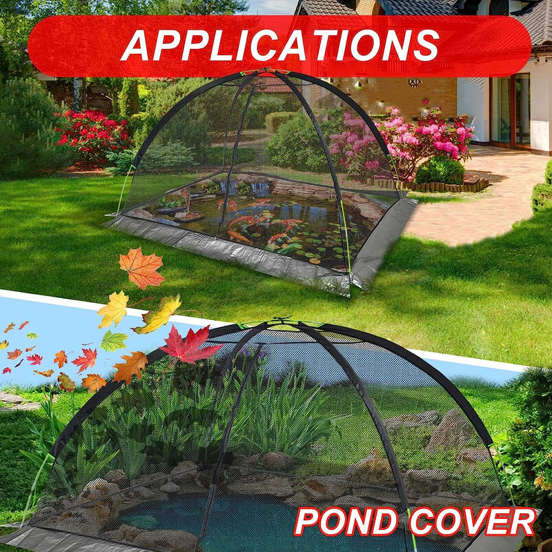 Kapler Pond Garden Cover Dome Net 10x8FT Backyard Pond Covers for Outdoor Leaves Winter Ponds Netting with Zipper and Stakes Nylon Mesh Protective Garden Netting Covering Tent for Fish Pool