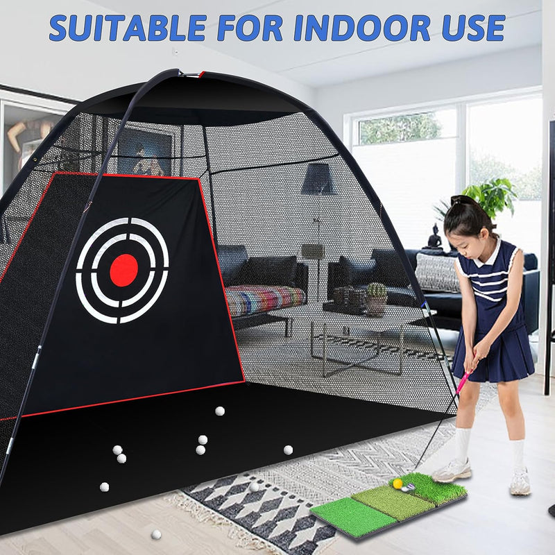 Golf Backyard Hitting Net Indoor 12X7ft Golf Driving Practice Golf Net Portable Outdoor Golf Home Chipping Swing Nets with Carry Bag & Target