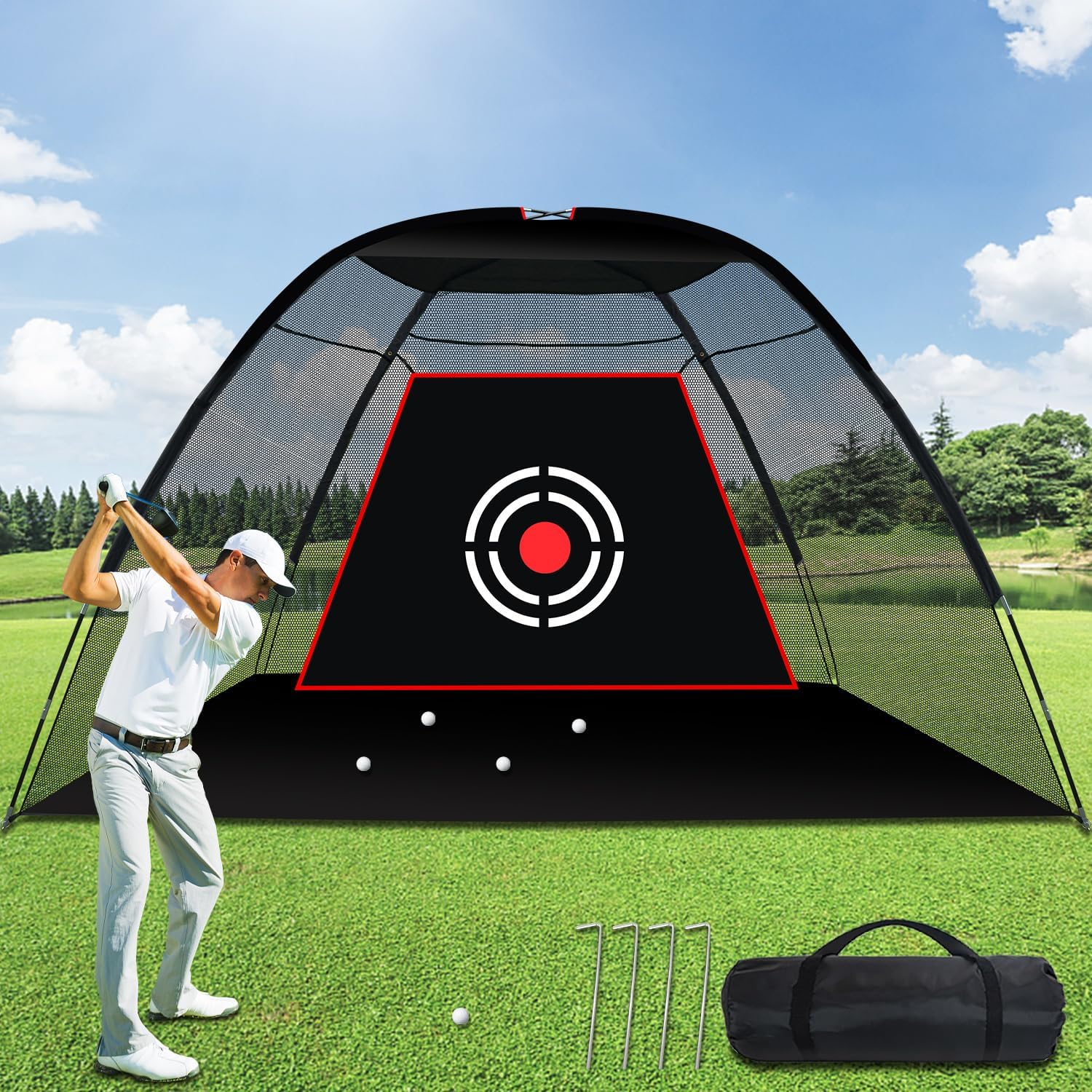 Kapler Golf Hitting Net 12X7ft with Carry Bag & Target