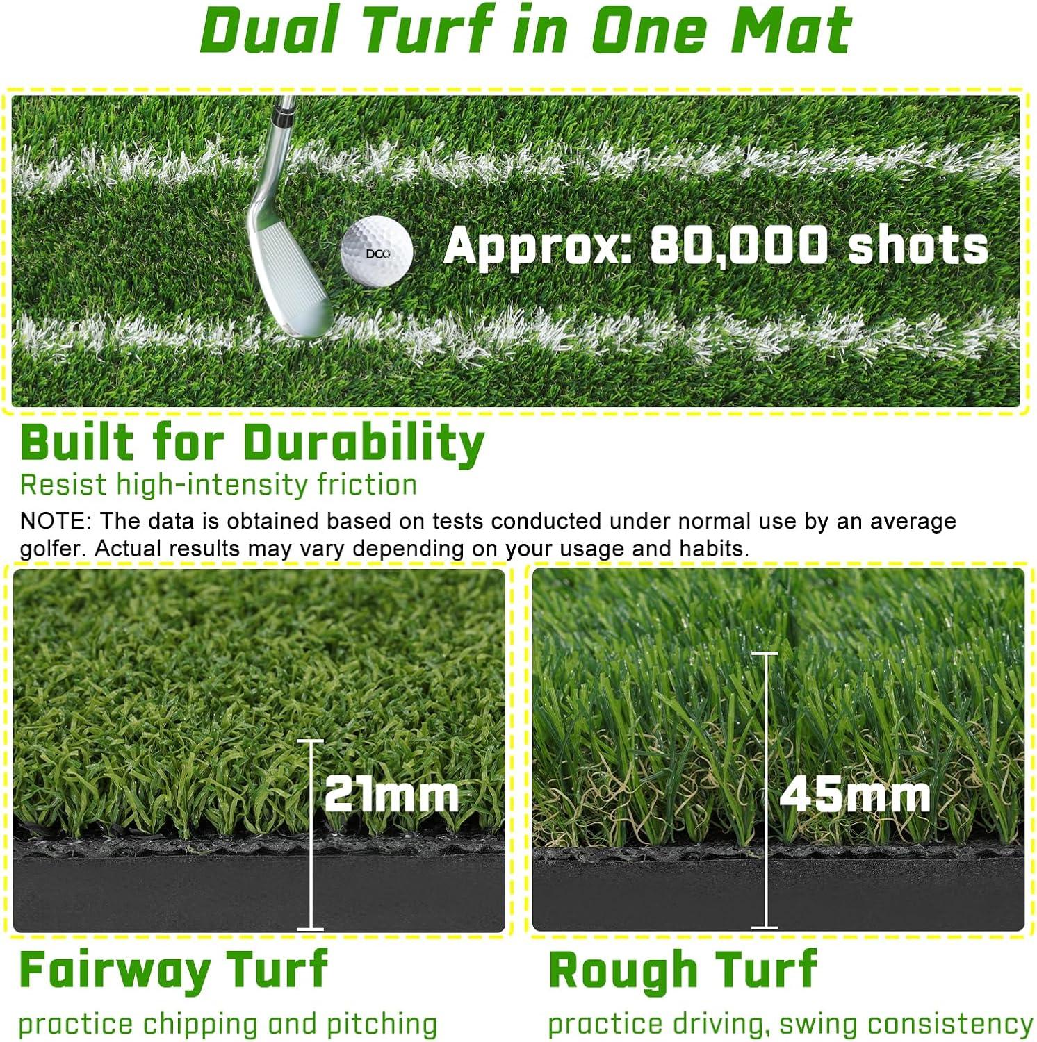 Professional 5x4ft Golf Practice Mat - Real Feel Dual-Turf for Perfect Lies + Alignment Markers | Improve Your Driving, Chipping & Putting at Home | Perfect Gift for Golfers & Fathers - Kapler Sports