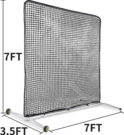 Kapler Baseball Pitching Screen Protective Net with Wheels 7x7Ft