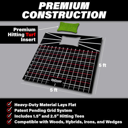 5 x 5 Golf Hitting Mat - Fix Slices & Hooks - Stance Mat for Indoor & Outdoor Practice