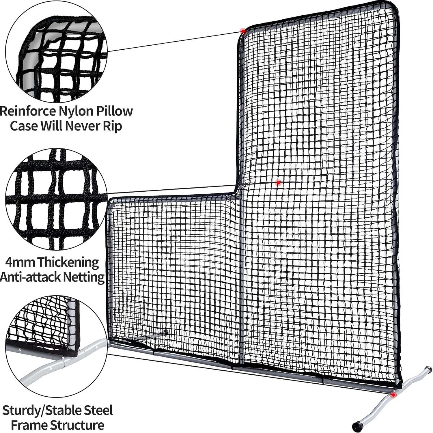 Kapler L Replacement Baseball Pitching Protective Screen 7X7FT (Black)