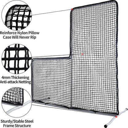 Kapler L Replacement Baseball Pitching Protective Screen 7X7FT (Black)
