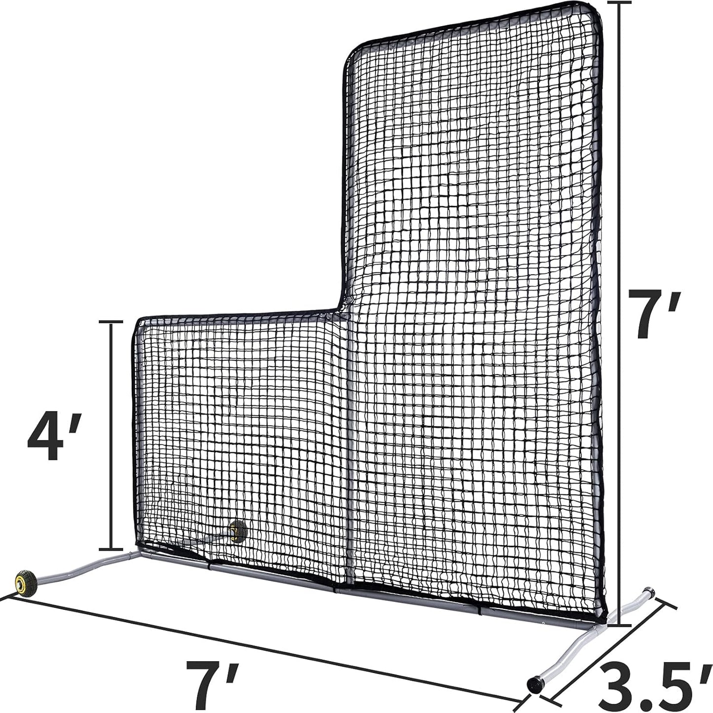 Kapler L Screen Baseball Pitching Protective Screen with Wheels 7x7Ft(Black)