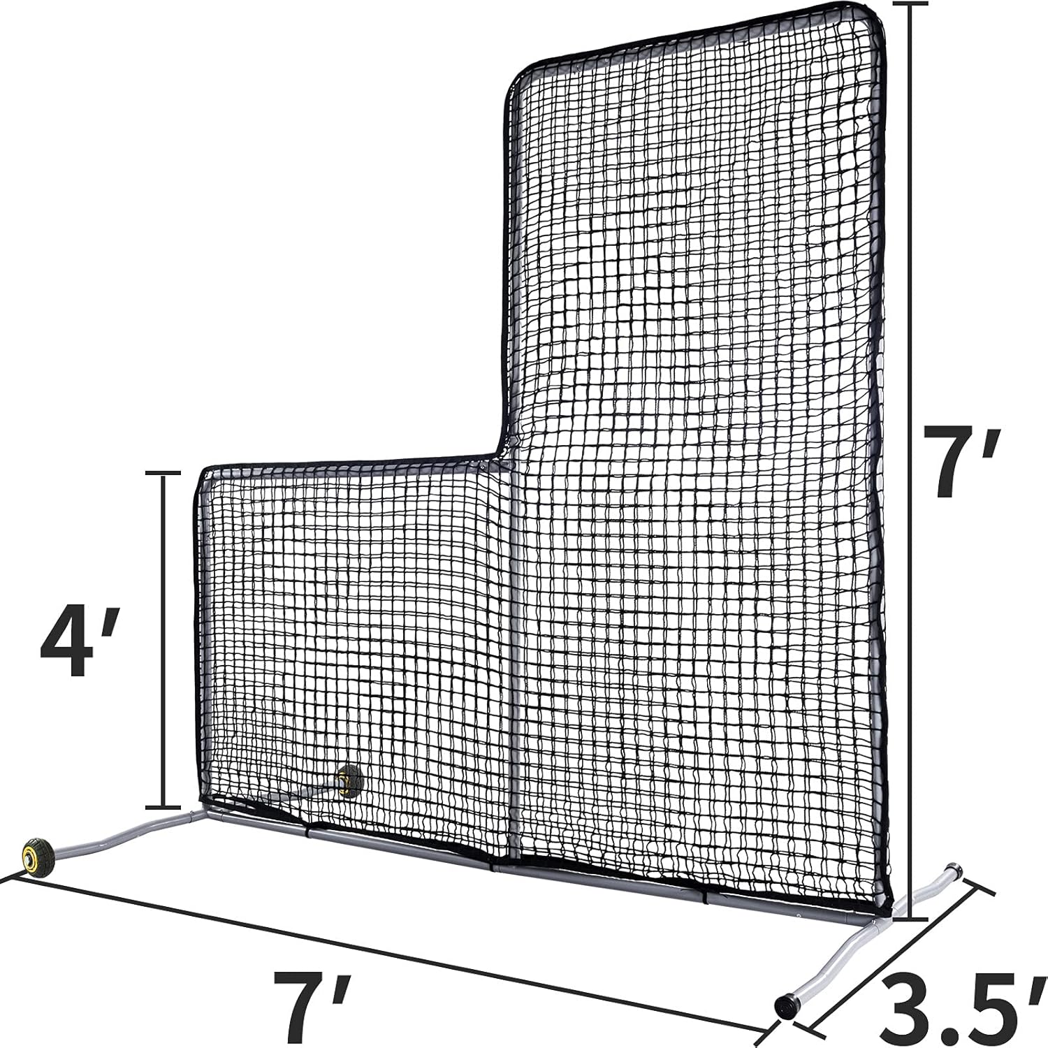 Kapler L Screen Baseball Pitching Protective Screen with Wheels 7x7Ft(Black)